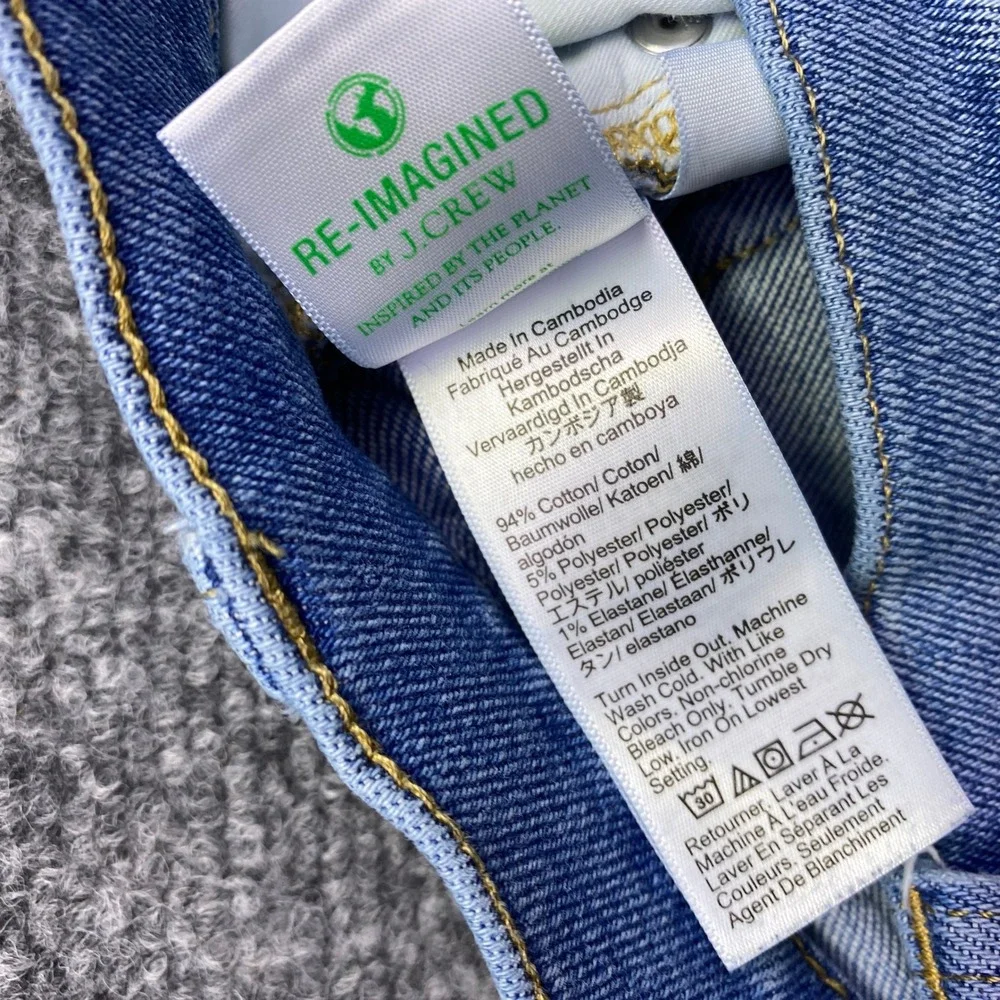 J.Crew Stovepipe High Rise Straight Leg Jeans Light Wash Raw Hem Sz 29 Distress